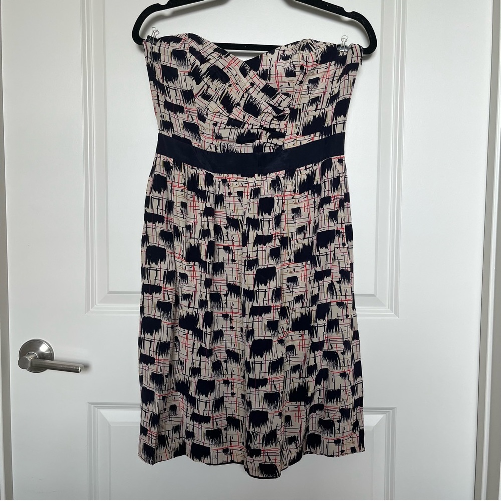 Anthropologie strapless silk dress